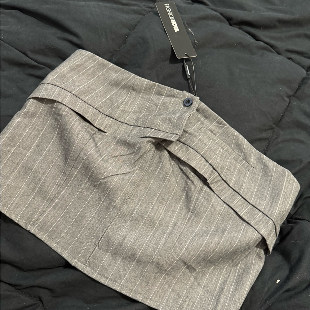 Gray Pinstripe Mini Skirt